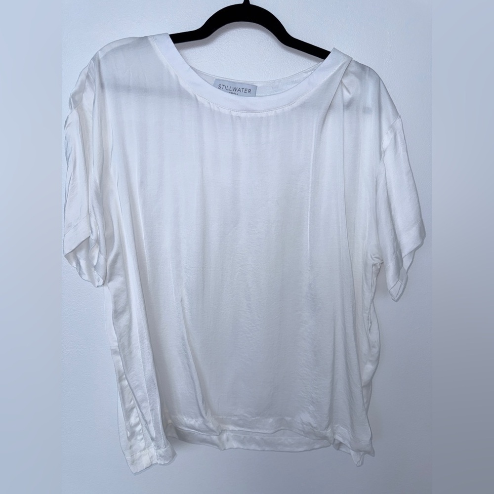 STILLWATER THE WREN SILKY TEE in White | Size: Small | NWOT - Picture 6 of 6
